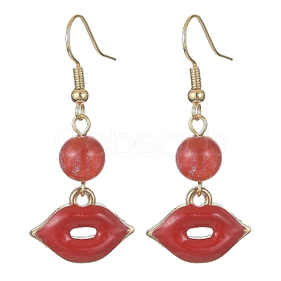 Valentine's Day Alloy Enamel Dangle Earrings with Brass Pins EJEW-JE05331-1