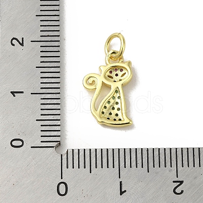 Real 18K Gold Plated Brass Pave Colorful Cubic Zirconia Pendants KK-M283-06G-02-1