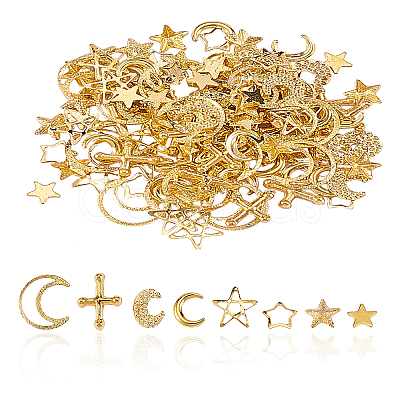 160Pcs 8 Styles Brass & Alloy Material Cabochons PALLOY-CJ0001-172-1