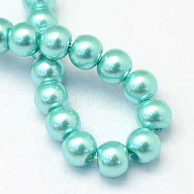 Baking Painted Pearlized Glass Pearl Round Bead Strands HY-Q003-6mm-65-1