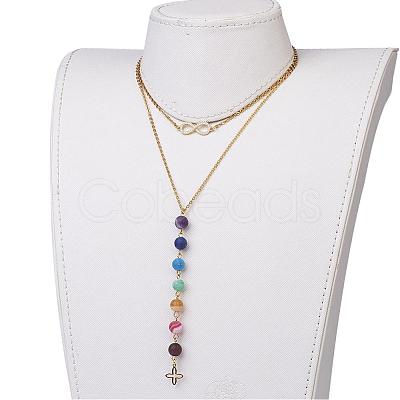 304 Stainless Steel Tiered Necklaces NJEW-JN01758-1