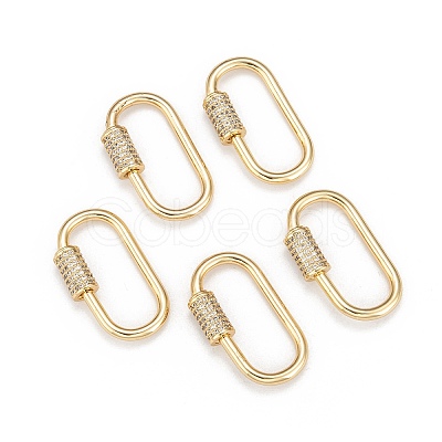 Brass Micro Pave Cubic Zirconia Screw Carabiner Lock Charms X-ZIRC-G160-21G-1