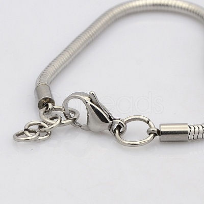 Tarnish Resistant 304 Stainless Steel European Style Round Snake Chains Bracelets BJEW-N233-03-1