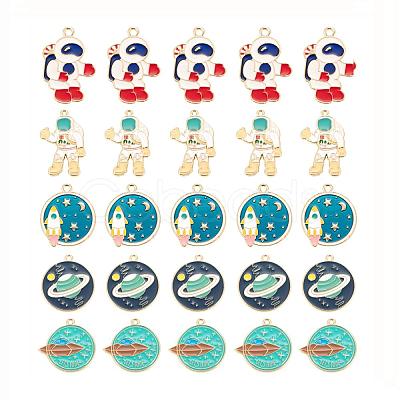 20Pcs 5 Style Universe Theme Alloy Enamel Pendants ENAM-LS0001-31-1