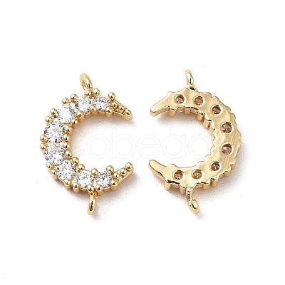 Brass Pave Clear Cubic Zirconia Connector Charms KK-M233-51G-1