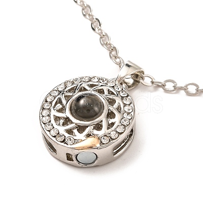 Magnetic Moon & Star with Rhinestone Pendant Necklaces for Girl Women NJEW-B081-01B-1