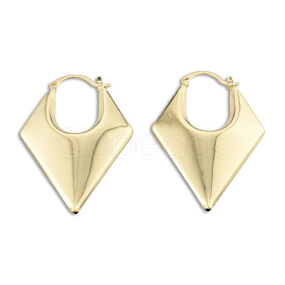 Brass Chunky Rhombus Hoop Earrings for Women EJEW-N011-82LG-1