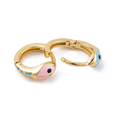 Snake Brass Enamel Hoop Earrings for Women EJEW-E309-01G-1