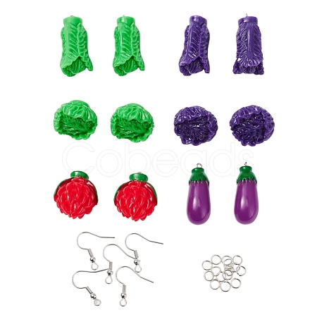 Vegetables Pendant Dangle Earrings DIY Making Kit DIY-YW0004-49-1