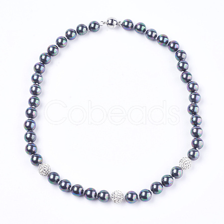Shell Pearl Beaded Necklaces NJEW-I224-B01-1