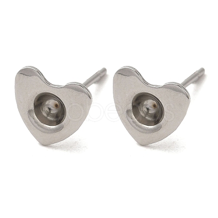 Heart 201 Stainless Steel Stud Earring Findings STAS-Q315-01P-1