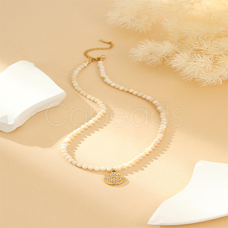 White and Yellow Bead Necklaces GP0175-2-1