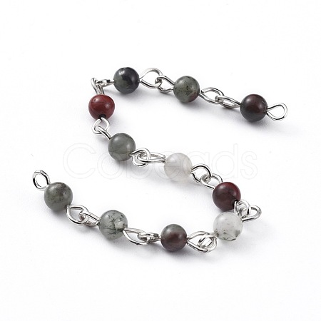 Handmade Natural African Bloodstone Beaded Chains AJEW-JB00512-02-1