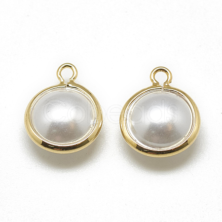 ABS Plastic Imitation Pearl Charms KK-T032-066G-1