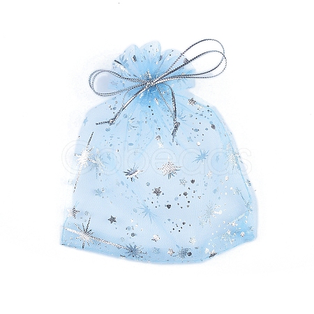 Sliver Stamping Star Organza Printed Gift Drawstring Bags PW-WG4192C-04-1