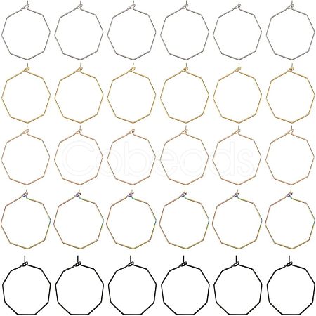 Unicraftale 30Pcs 5 Colors Ion Plating(IP) 316 Surgical Stainless Steel Hoop Earrings Findings STAS-UN0030-95-1