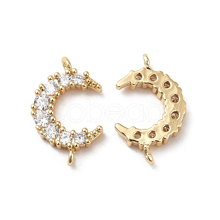 Brass Pave Clear Cubic Zirconia Connector Charms KK-M233-51G-1