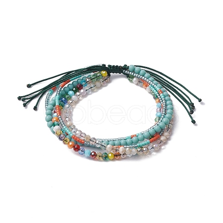 Glass Beaded Multi-strand Bracelets BJEW-JB10391-1