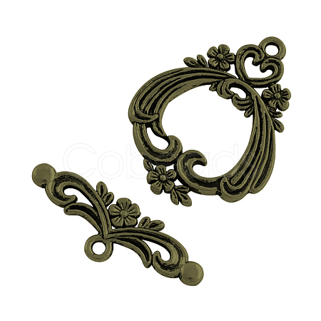 Tibetan Style Flower Toggle Clasps TIBE-A15304-AB-NR-1
