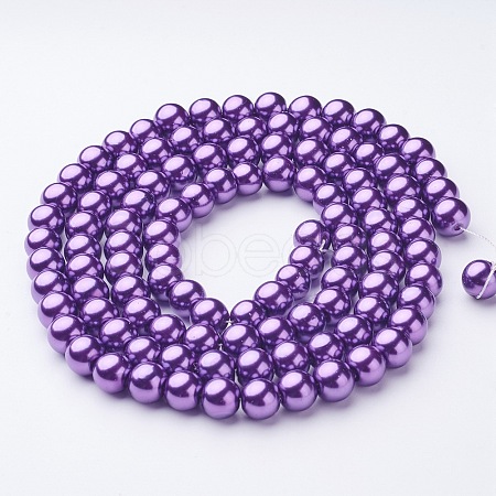 Round Glass Pearl Beads Strands JPS8MMY-75-1