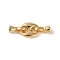 Brass Fold Over Clasps, Oval/Coffee Bean, Real 18K Gold Plated, 33mm, Hole: 3.5mm