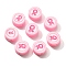 Handmade Polymer Clay Beads, Flat Round, Pearl Pink, 9x4mm, Hole: 1.7mm