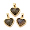 Natural Labradorite Charms, with Real 18K Gold Plated Brass Findings, Long-Lasting Plated, Lead Free & Cadmium Free, Heart, 12x11.5x5mm, Hole: 4x3mm