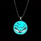 Luminous Glow in the Dark Alloy Halloween Bat Pendant Nekclaces, Steel Box Chain Necklaces, Light Sky Blue, 23.62 inch(60cm)