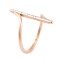 304 Stainless Steel Thin Curve Finger Ring for Women, with Rhinestone, Rose Gold, 24mm, US Size 6~9(16.5~18.9mm)