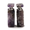 Natural Amethyst Dropper Perfume Bottle, with Stainless Steel Color Tone 304 Stainless Steel Findings, SPA Aromatherapy Essemtial Oil Empty Bottle, 2.35~2.4x2.4~2.45x8.1~8.4cm