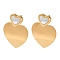 Titanium Steel Stud Earrings for Women, with Shell, Heart, Real 18K Gold Plated, 37.5x30mm