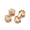 Brass Micro Pave Clear Cubic Zirconia Fold Over Clasps, Flower, Golden, 28x13x5mm, Hole: 1mm