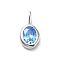 925 Sterling Silver Cubic Zirconia Oval Charms, Birthstone Charms with 925 Stamp, Silver Color Plated, Dodger Blue, 14.5x8x3mm, Hole: 3.5x2mm