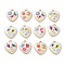 Rack Plating Alloy Enamel Pendants, Evil Eye Heart Charms with Resin, Light Gold, Mixed Color, 18.5x15.5x3mm, Hole: 2mm