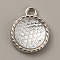 Plastic Pendants, April Birthstone Charms, with Alloy Cabochon Settings, Flat Round, Clear, 18.5x15x5mm, Hole: 2.5mm