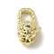 Brass Micro Pave Clear Cubic Zirconia Lobster Claw Clasps, Real 14K Gold Plated, 11.5x6.5x5mm, Hole: 1.2mm