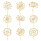 Nickel Decoration Stickers, Metal Resin Filler, Epoxy Resin & UV Resin Craft Filling Material, Golden, Dandelion, 40x40mm, 9pcs/set