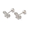 Bowknot Bow Brass Micro Pave Clear Cubic Zirconia Ear Plug Gauges, Platinum, 9.7x6mm