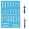 Acrylic Earring Handwork Template, Card Leather Cutting Stencils, Deep Sky Blue, Sword, 130x90x2mm, 2pcs/set