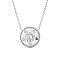 SHEGRACE 925 Sterling Silver Pendant Necklace, AAA Cubic Zirconia, Flat Round with Flower, Platinum, 15.74 inch