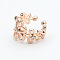 Alloy Cuff Earrings, Flower, with Rhinestone, Rose Gold, 13mm