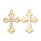 Alloy Pendants, with Rhinestone, Golden, Cadmium Free & Nickel Free & Lead Free, Corss Charms, Crystal, 30x20.5x2mm, Hole: 1.6mm