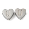 Tarnish Resistant 304 Stainless Steel Beads, Heart with Letter, Stainless Steel Color, Letter U, 7x8x3mm, Hole: 2mm