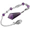 Natural Amethyst Pointed Dowsing Pendulums, Hexagon Prism, 225~240mm