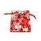 Cotton and Linen Cloth Packing Pouches, Drawstring Bag, Rectangle with Sakura Pattern, FireBrick, 10x8x0.25cm