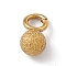 304 Stainless Steel Pendants, Textured, Round Charm, Golden, 6x3mm, Hole: 1.6mm