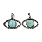 Synthetic Turquoise Pendants, Alloy Eye Charms, Antique Silver, Cadmium Free & Lead Free, 26x35.5x7mm, Hole: 7mm