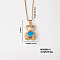 Cute Brass Micro Pave Clear Cubic Zirconia Pendant Necklaces for Women, with Opal, Golden, Bear, 15.75 inch(40cm)