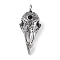 316 Surgical Stainless Steel Pendants, with Glass, Nordic Viking Raven , Antique Silver, 44.5x19.5x16mm, Hole: 4.5mm