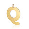 201 Stainless Steel Pendants, Letter, Golden, Letter.Q, 38x30x1.5mm, Hole: 4.5mm